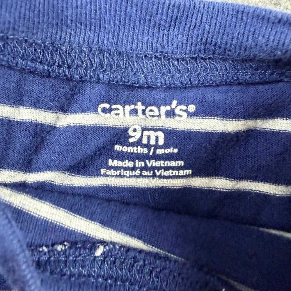 Carters Cat & Jack Baby Boys 4pc‎ Lot Bodysuits Tee 9-12M Blue White Striped